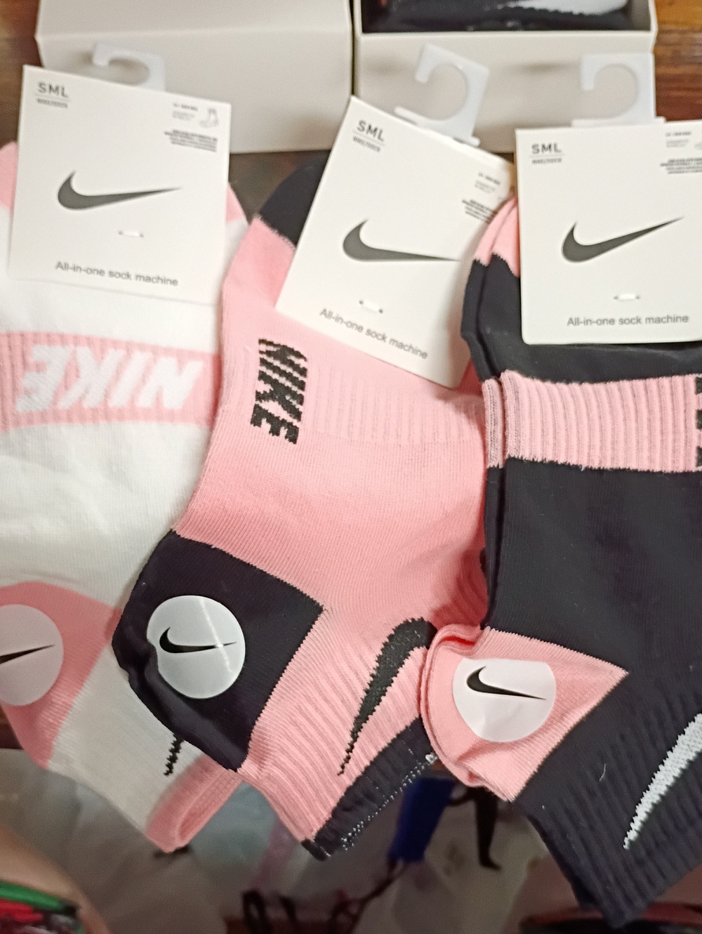 Nike Men’s Low-Cut Athletic Socks — Pink, Black & White